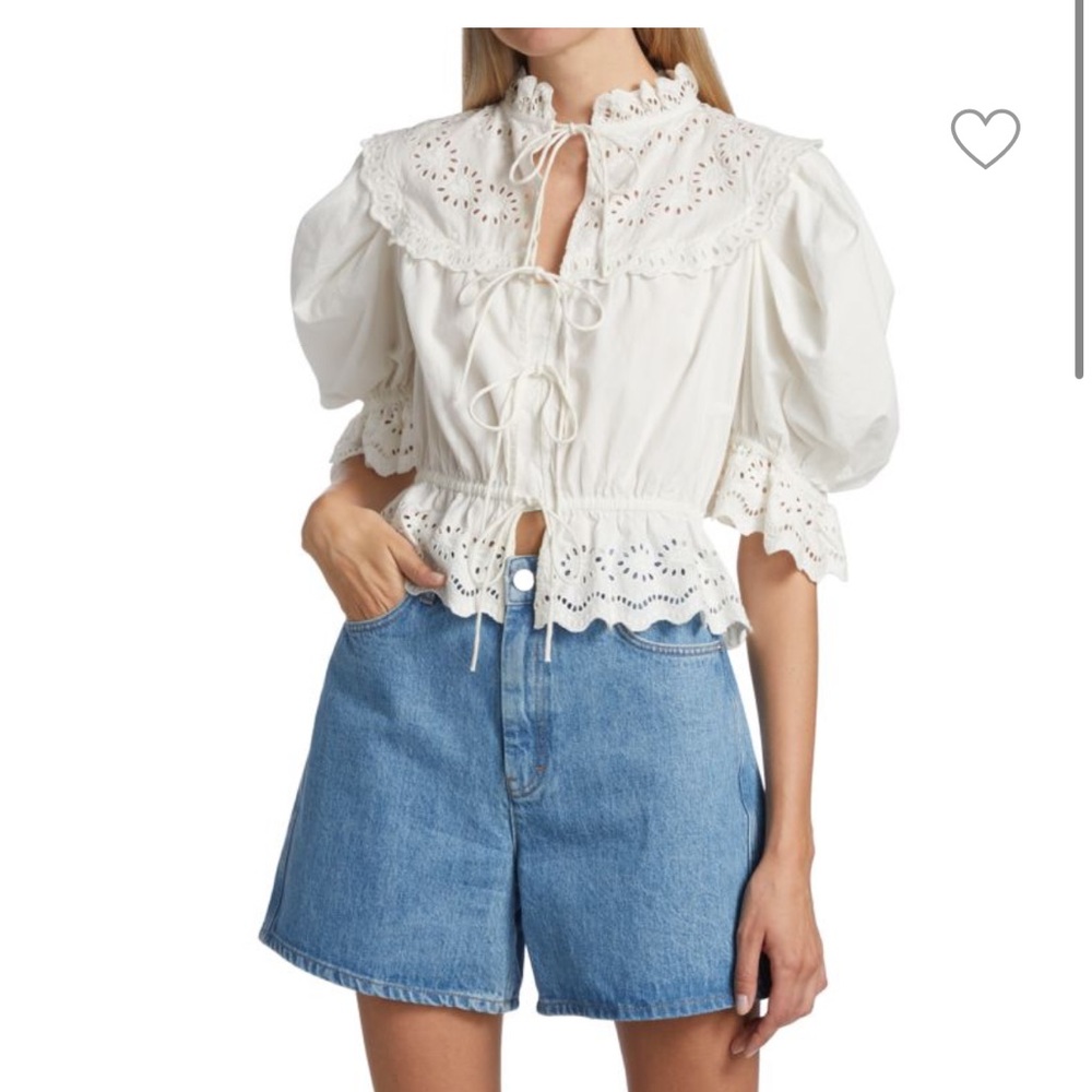 Sea New York Cream Eyelet Puff Sleeve Blouse